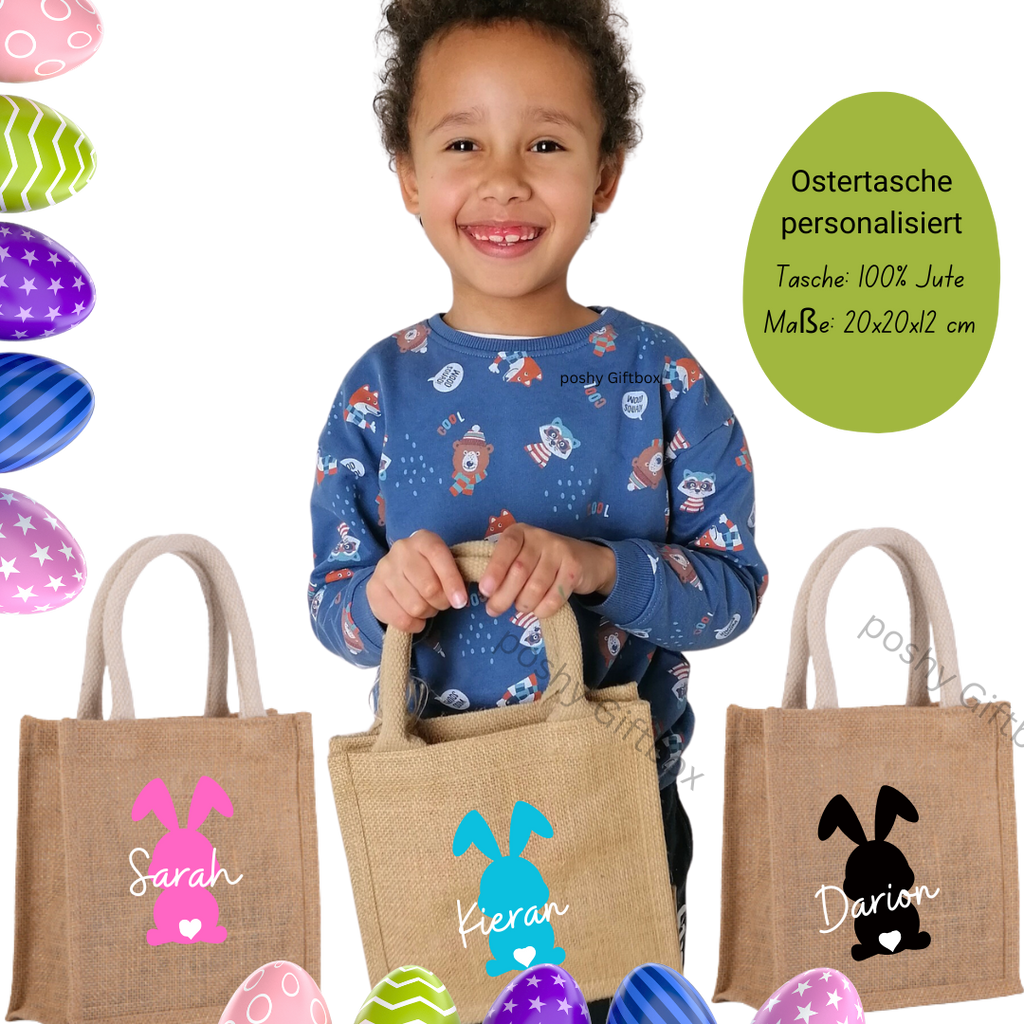 Ostertasche Jute Osterkörbchen liebevolle Geschenkidee für Kinder und Erwachsene