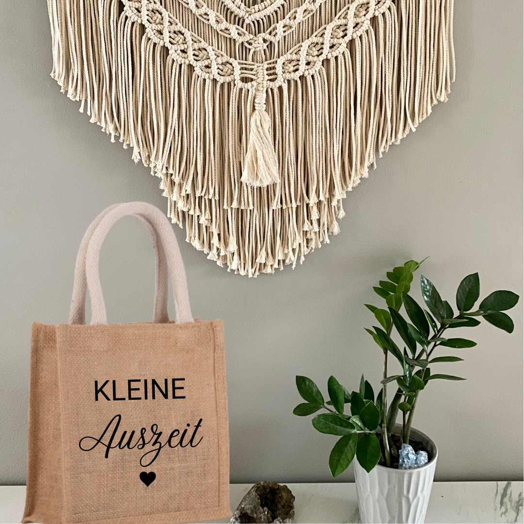 Jutetasche Kleine Auszeit personalisiert Geschenk mit Namen und liebevoller Botschaft