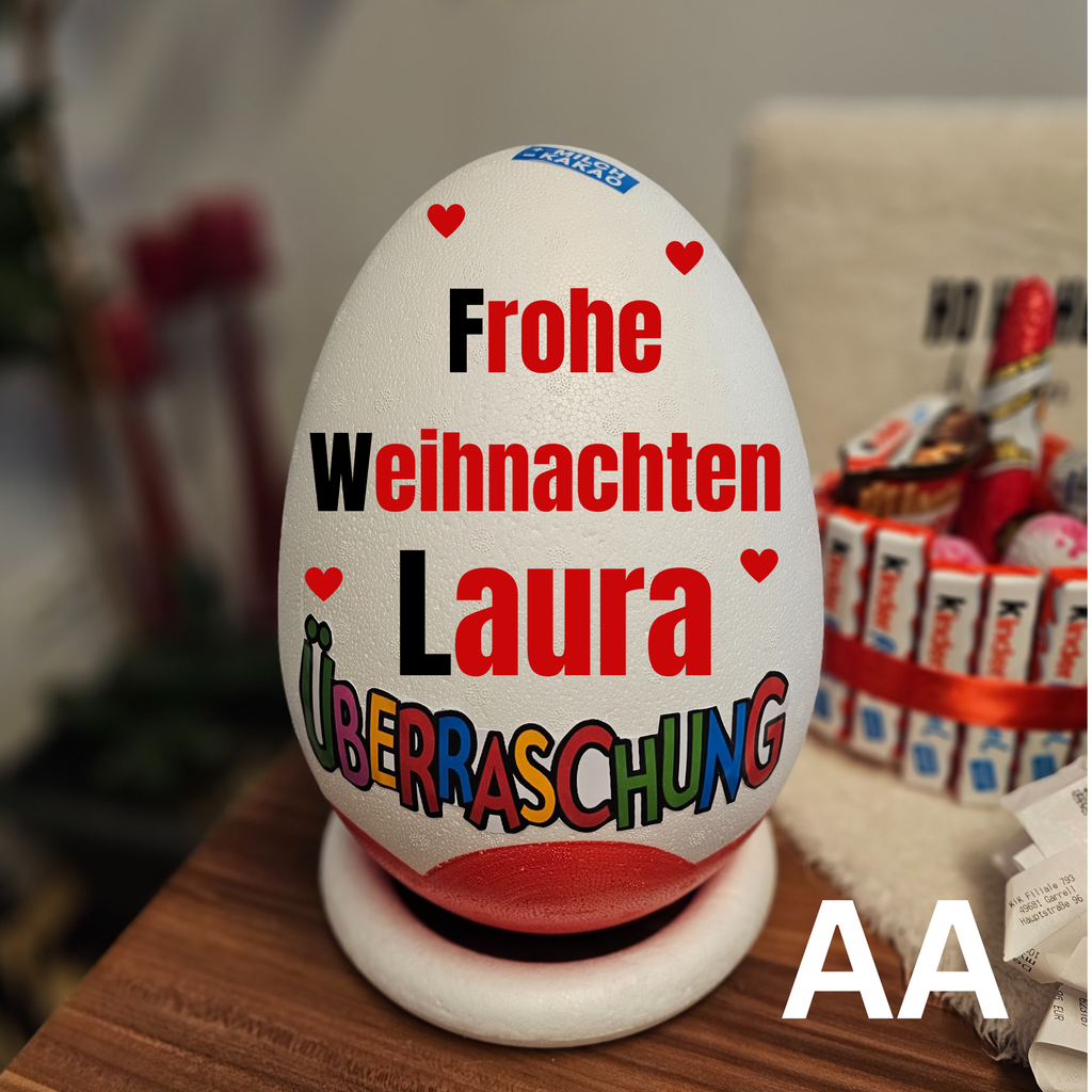 Personalisiertes XXL Überraschungsei /XXL Überraschungsei Weihnachten/Personalisiertes Geschenk/Ü-Ei mit Wunschtext/Weihnachtsgeschenk  PoshyGiftbox