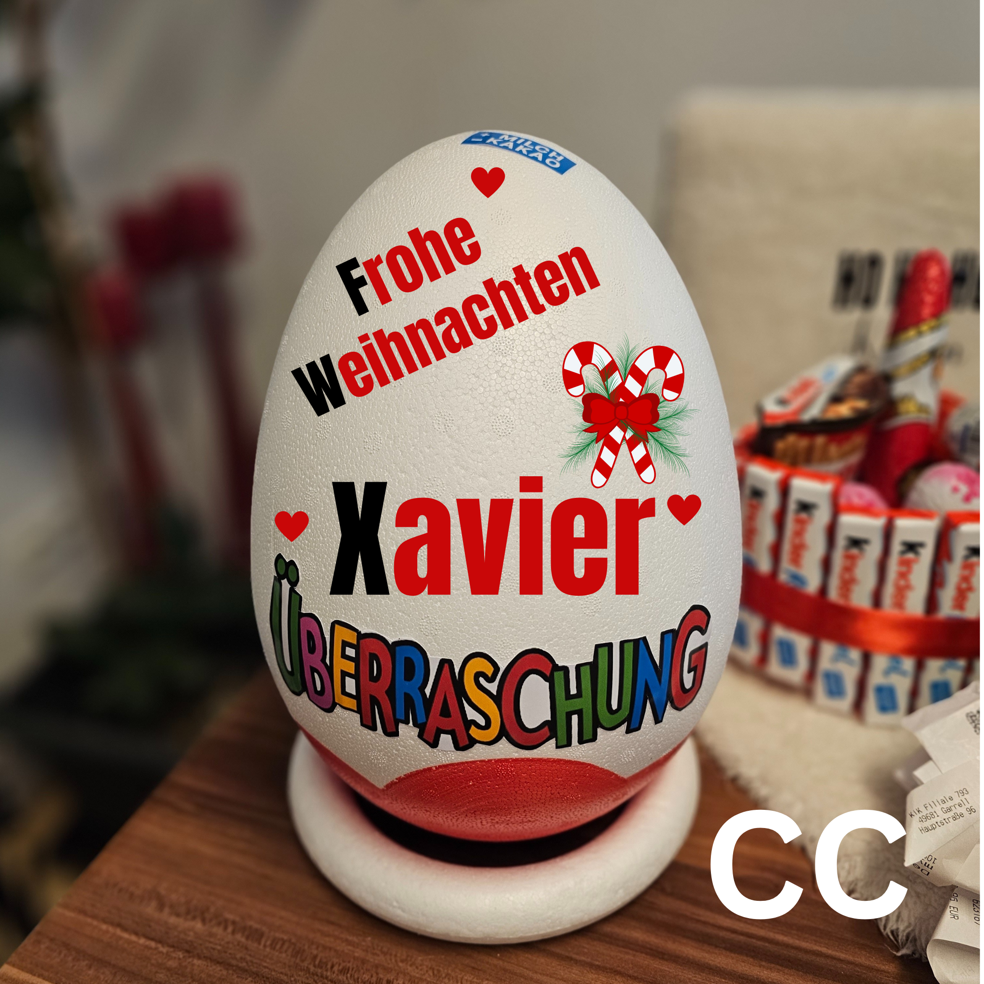Personalisiertes XXL Überraschungsei /XXL Überraschungsei Weihnachten/Personalisiertes Geschenk/Ü-Ei mit Wunschtext/Weihnachtsgeschenk  PoshyGiftbox