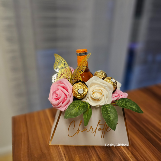 Blumenbox mit Schokoladen/Geschenkbox/ Blumenbox/wellnessset für Frauen/Valentinsgeschenk/Geburtstagsgeschenk/Geschenke für Frauen PoshyGiftbox