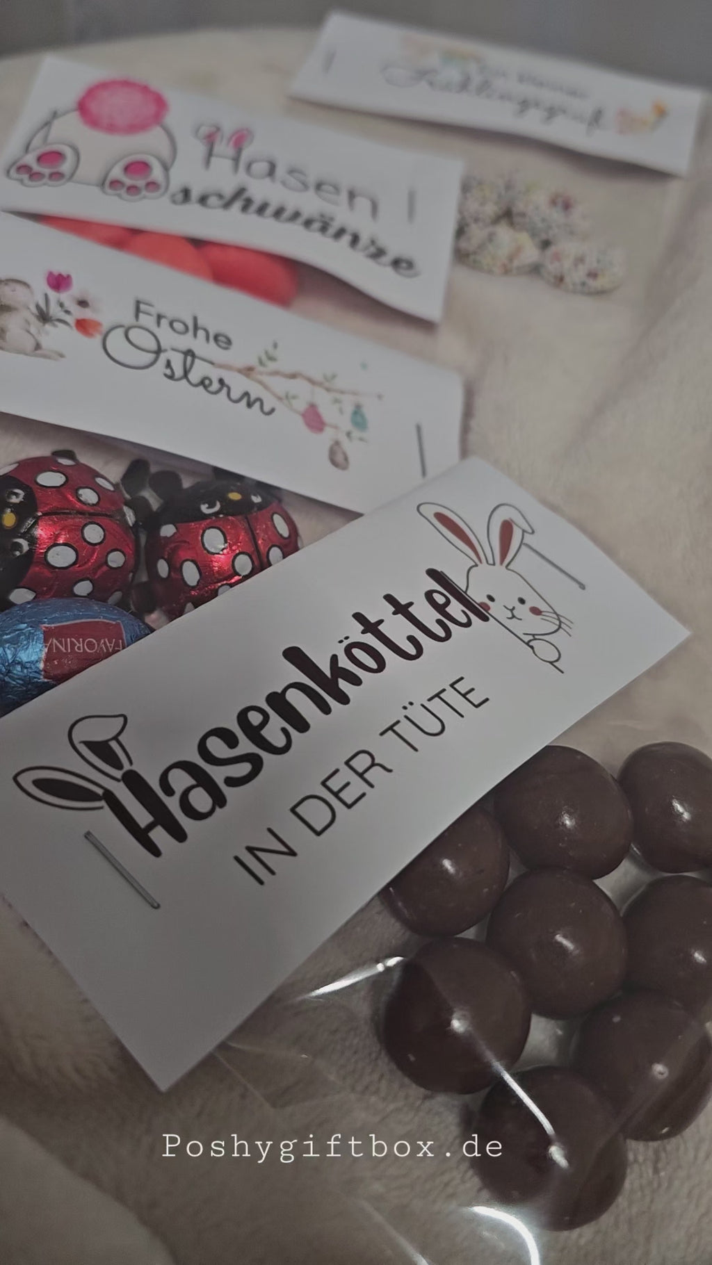 Hasenköttel in der Tüte lustige Oster Geschenkidee und süßes Gastgeschenk