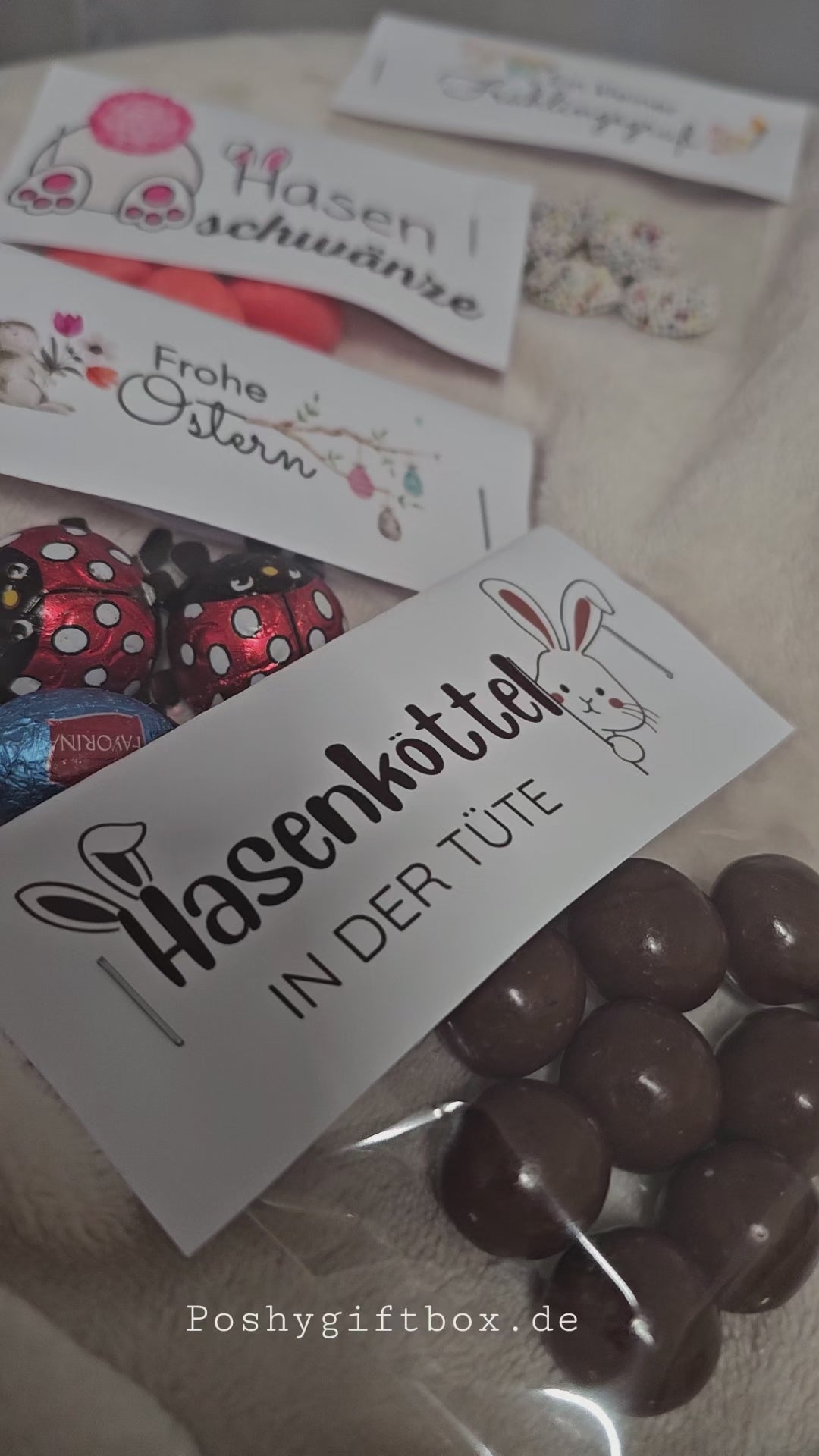 Hasenköttel in der Tüte lustige Oster Geschenkidee und süßes Gastgeschenk