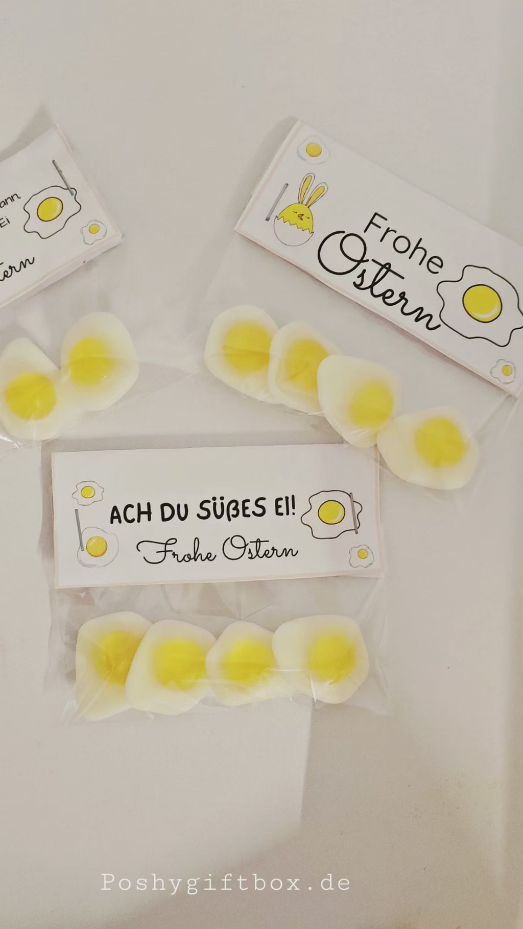 Lustiges Ostergeschenk süßes Spiegelei Tütchen mit Fruchtgummi für Ostern