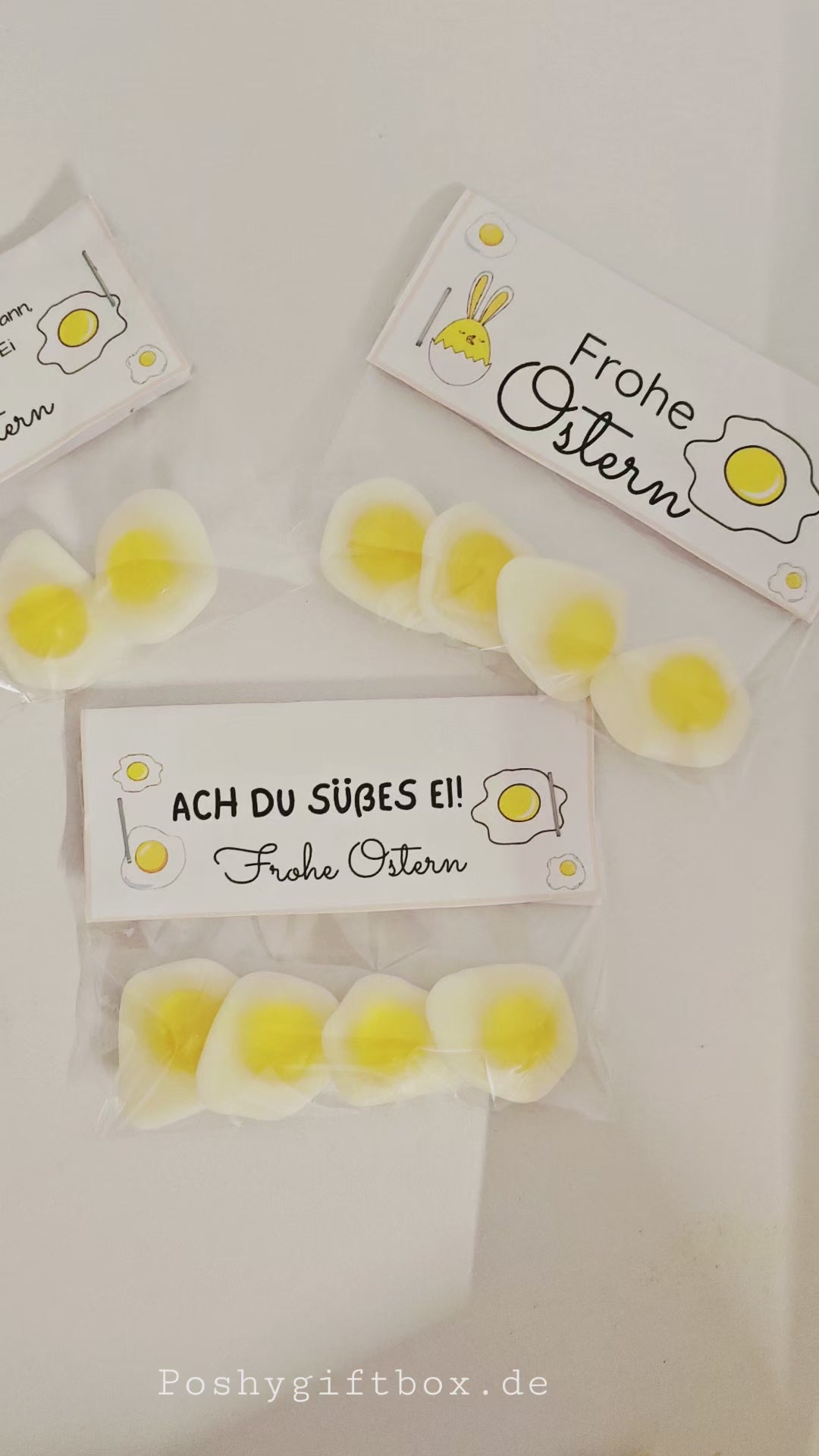 Lustiges Ostergeschenk süßes Spiegelei Tütchen mit Fruchtgummi für Ostern