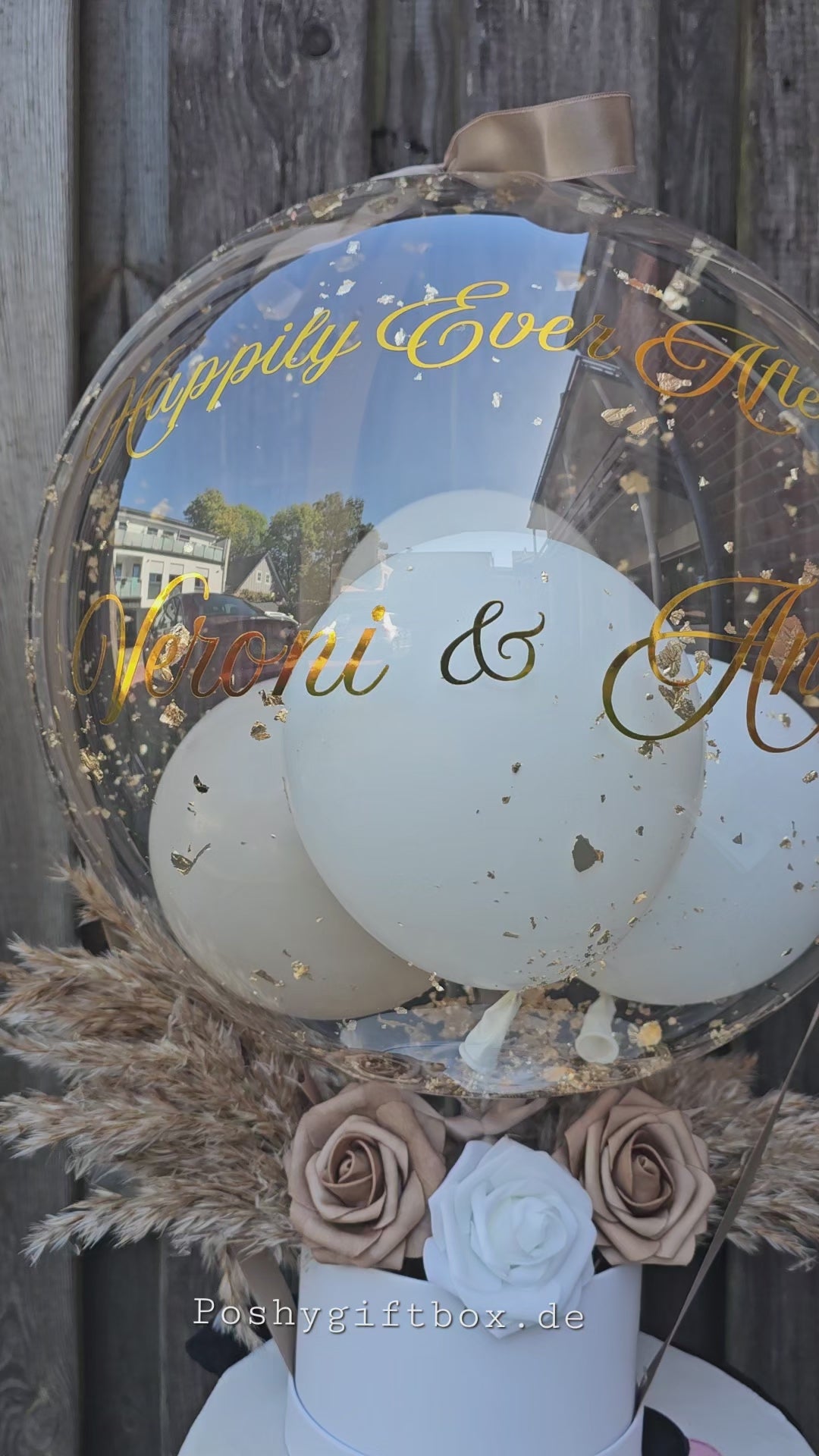 Ballon Geschenk mit Trockenblumen für Hochzeit / Geburtstag/Verlobung/Abschluss