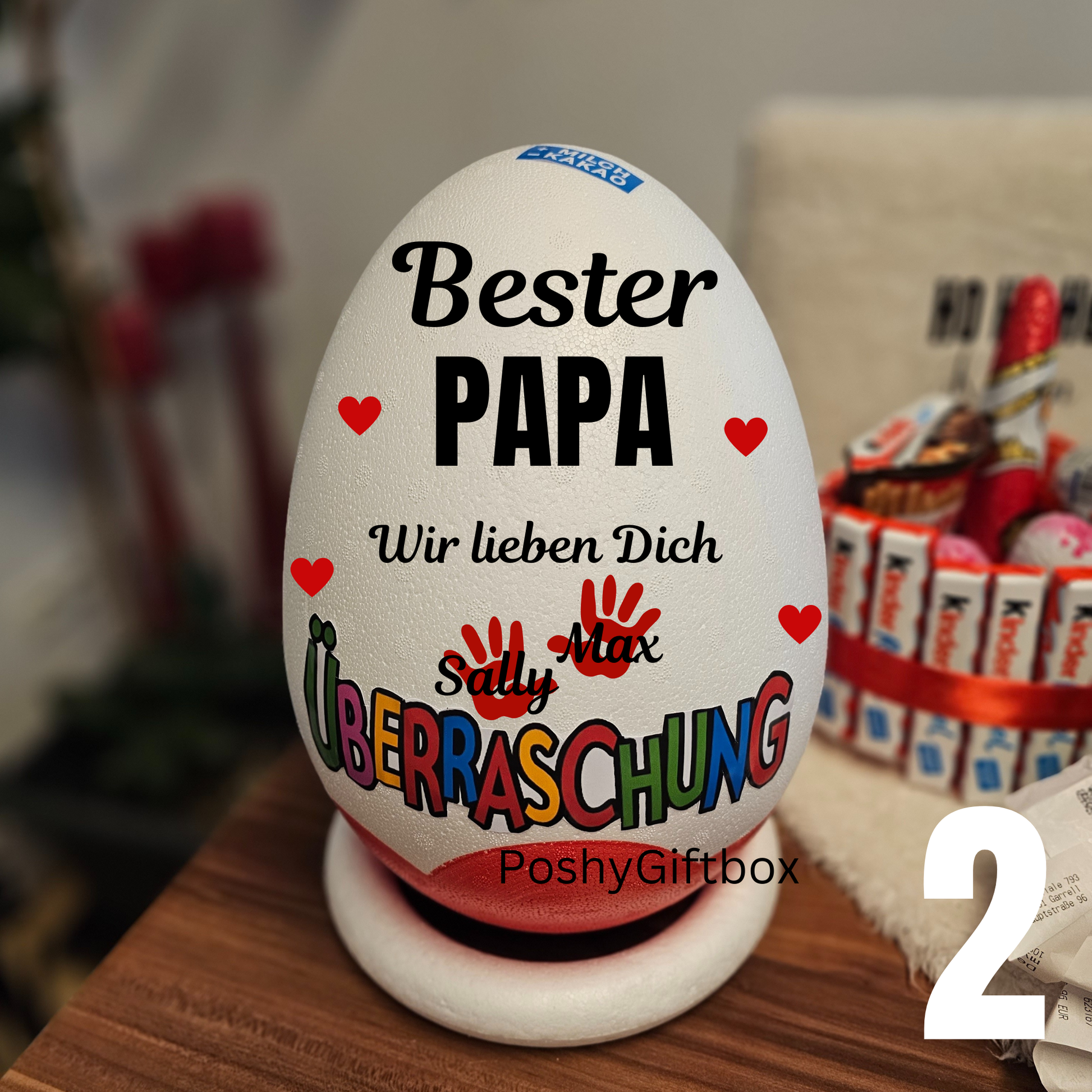 XXL Überraschungsei personalisiert ""PAPA""/Geschenk Vatertag,Geburtstag,Ostern,Weihnachten/9 DESIGNS/Ü-Ei Xxl/Geschenke für Männer/Osterei PoshyGiftbox