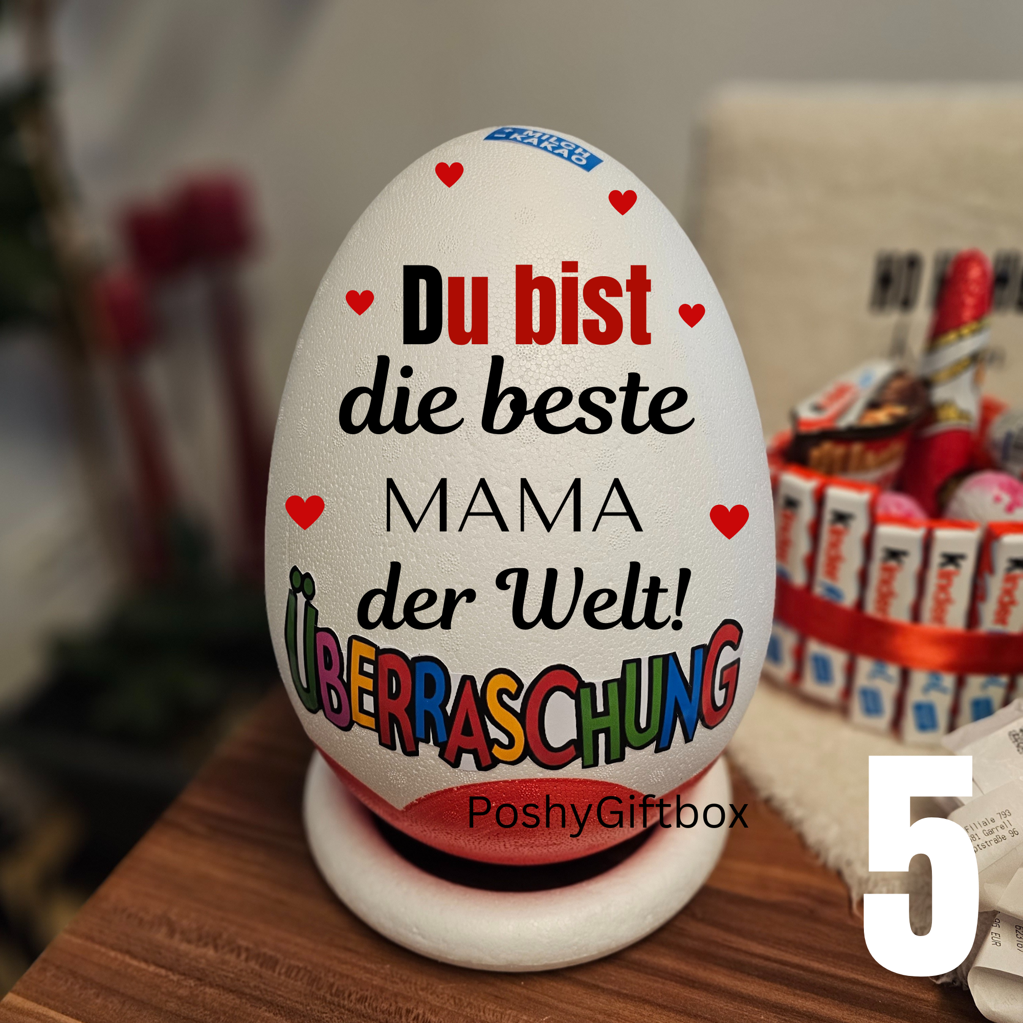 Personalisiertes XXL Überraschungsei "MUTTERTAG"/Mama XXL Überraschungsei/Ü-Ei Geschenk Oma/Überraschungsei mit Füllung/Muttertaggeschenk /Beste Mama/9 Designs PoshyGiftbox