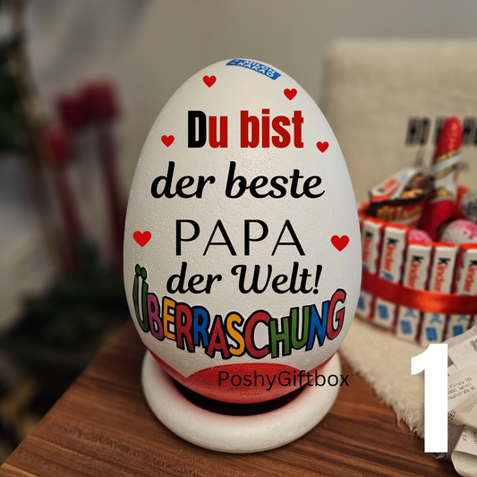 XXL Überraschungsei personalisiert ""PAPA""/Geschenk Vatertag,Geburtstag,Ostern,Weihnachten/9 DESIGNS/Ü-Ei Xxl/Geschenke für Männer/Osterei PoshyGiftbox