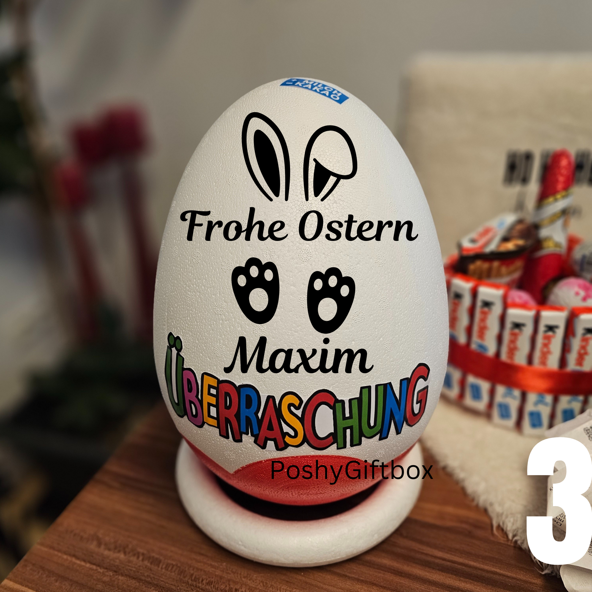 Personalisiertes XXL Überraschungsei/Ostereier/Riesen Eier Ostern/Kinder XXL Überraschungsei/Überraschungseier PoshyGiftbox