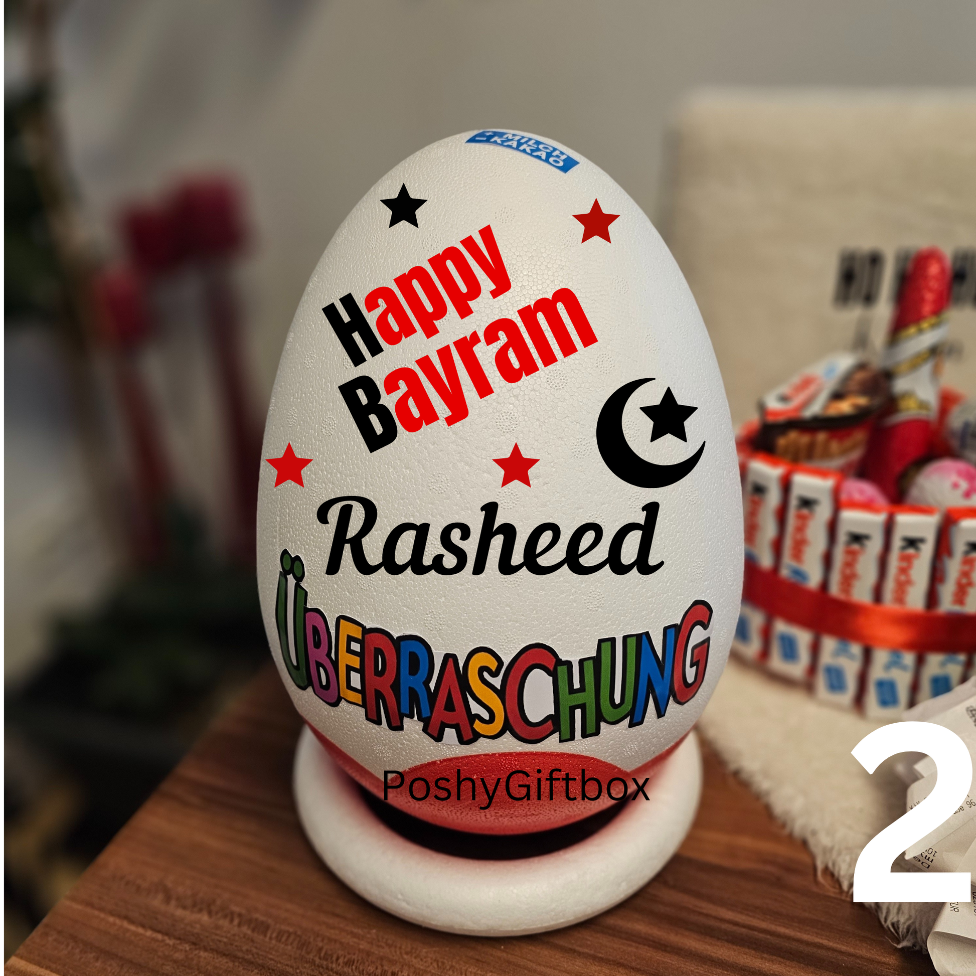 XXL personalisiertes Überraschungsei Eid Mubarak /Ramadan Geschenk/Ü-Ei Happy Bayram/Islamisches Geschenk/hayirli Bayramlar PoshyGiftbox