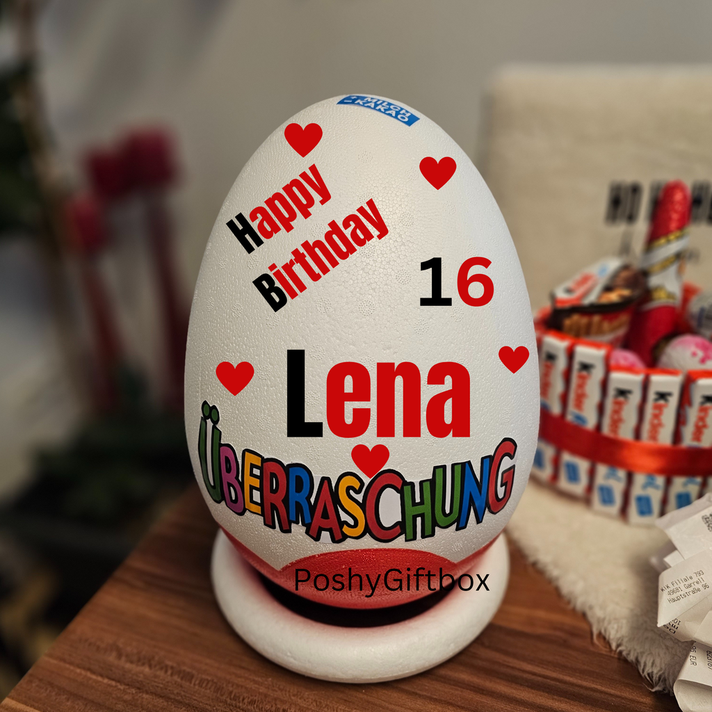 Personalisiertes XXL Überraschungsei SCHULKIND/XXL Überraschungsei Personalisiert Geschenk /Schultüte Ü-Ei befüllt /9 Designs/Einschulungsgeschenk/Geschenkverpackung Einschulung PoshyGiftbox