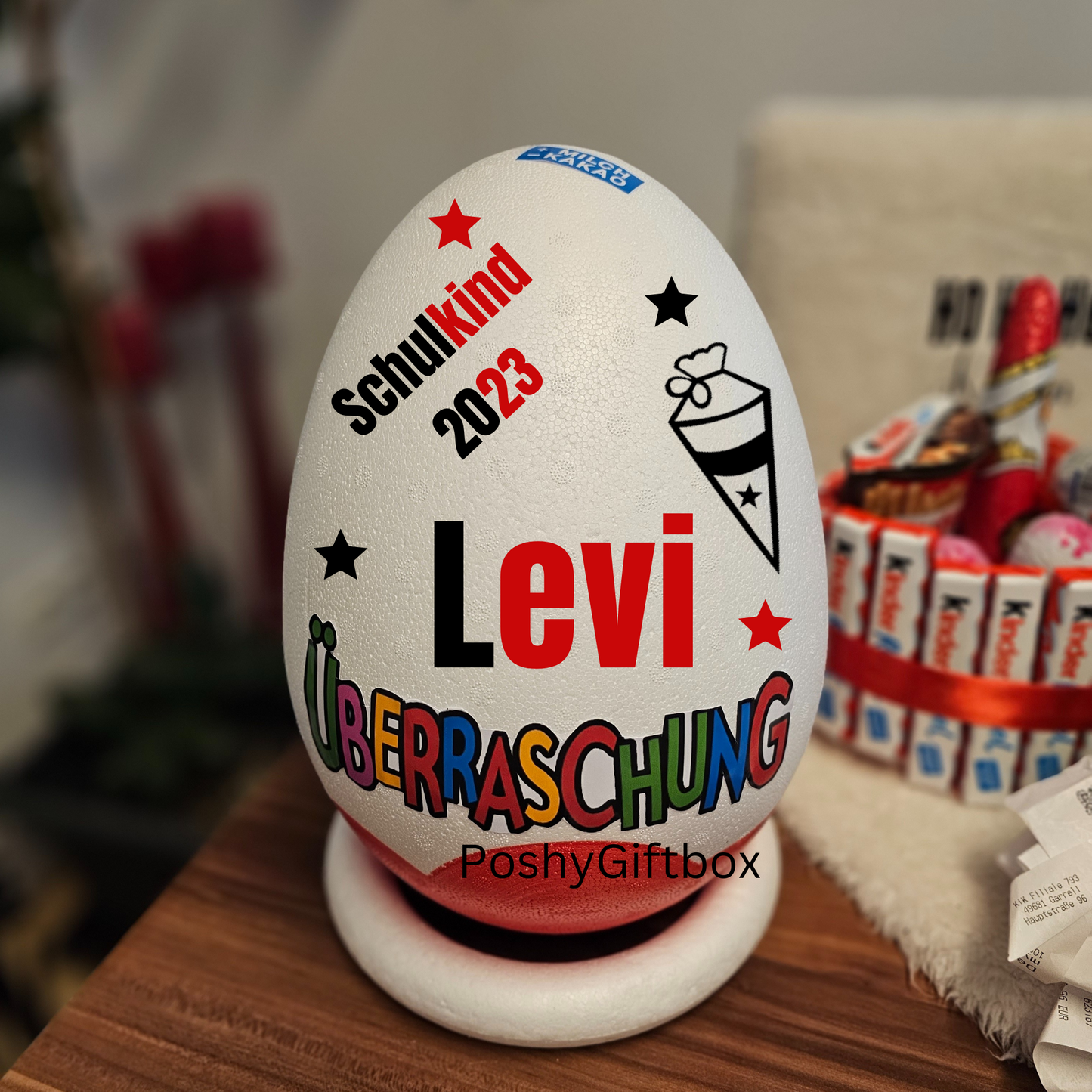 Personalisiertes XXL Überraschungsei SCHULKIND/ XXL Überraschungsei Personalisiertes Geschenk / Ü-Ei befüllt /9 Designs/Einschulungsgeschenk Schultüte PoshyGiftbox