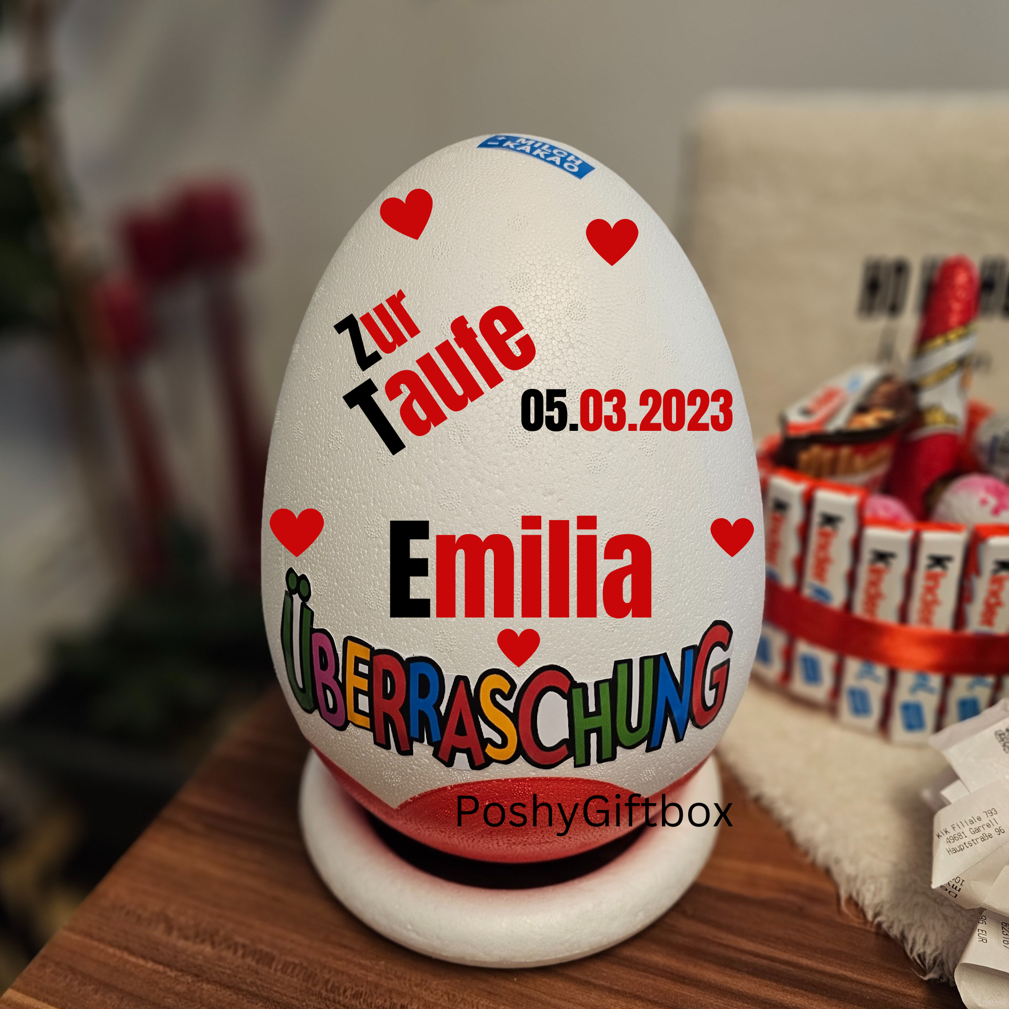 Personalisiertes XXL Überraschungsei /Schokoladen Geschenk Geburtstag/Überraschungsei XXL/Geburtstagsgeschenk/Geschenk Jugendweihe/Kommunion  PoshyGiftbox