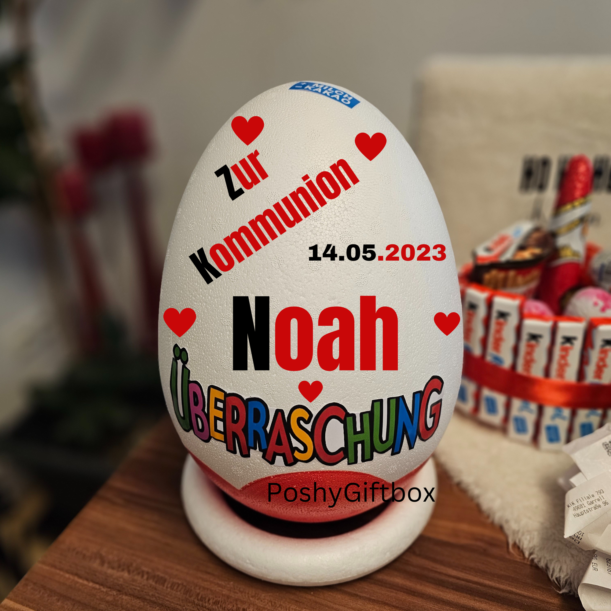 Personalisiertes XXL Überraschungsei /Schokoladen Geschenk Geburtstag/Überraschungsei XXL/Geburtstagsgeschenk/Geschenk Jugendweihe/Kommunion  PoshyGiftbox