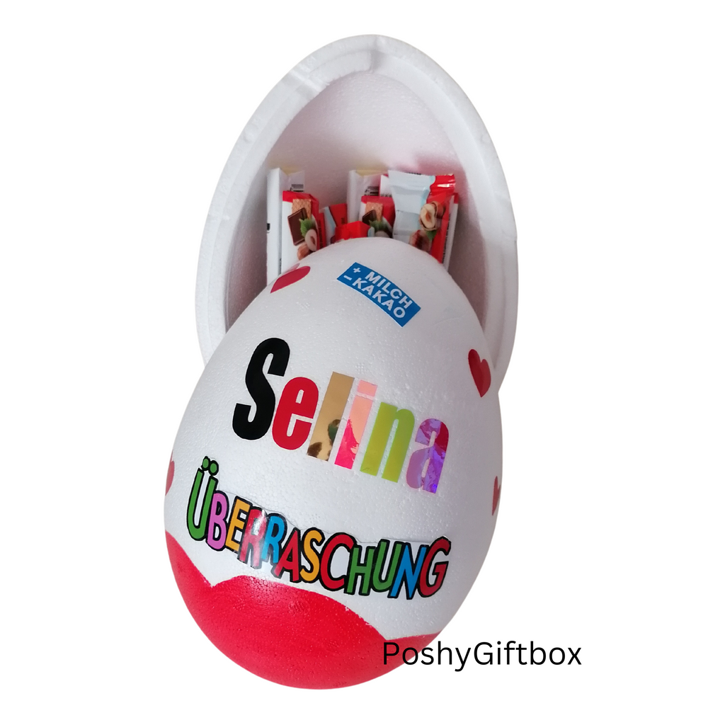 Personalisiertes XXL Überraschungsei /Ü-Ei/XXL Überraschungsei Motiv /Überraschungsei XXL/Geburtstagskind / Geschenk Geburtstag/9 Designs  PoshyGiftbox
