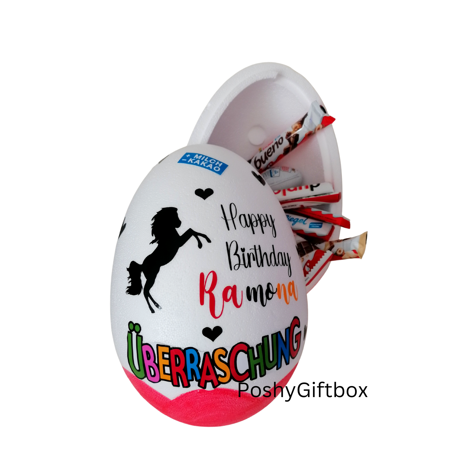 Personalisiertes XXL Überraschungsei /Ü-Ei/XXL Überraschungsei Motiv /Überraschungsei XXL/Geburtstagskind / Geschenk Geburtstag/9 Designs  PoshyGiftbox