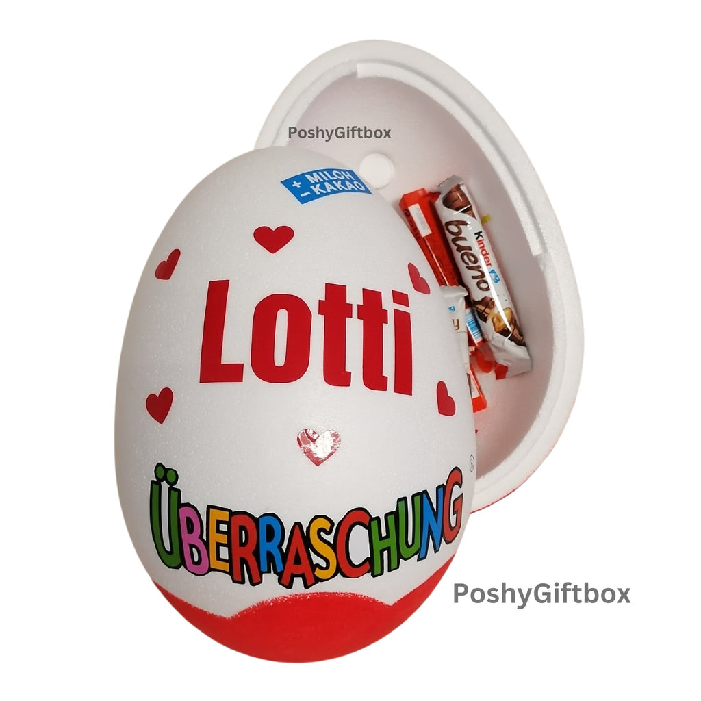 Personalisiertes XXL Überraschungsei /Schokoladen Geschenk Ostern/Überraschungsei XXL/Geburtstagsgeschenk/Geschenk Kinder/9 Designs  PoshyGiftbox