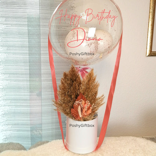 Ballon Geschenk mit Trockenblumen/Hochzeitsgeschenk/Verlobungsgeschenk/Geburtstagsgeschenk/Ballon personalisiert/Valentinsgeschenk/2 Designs  PoshyGiftbox