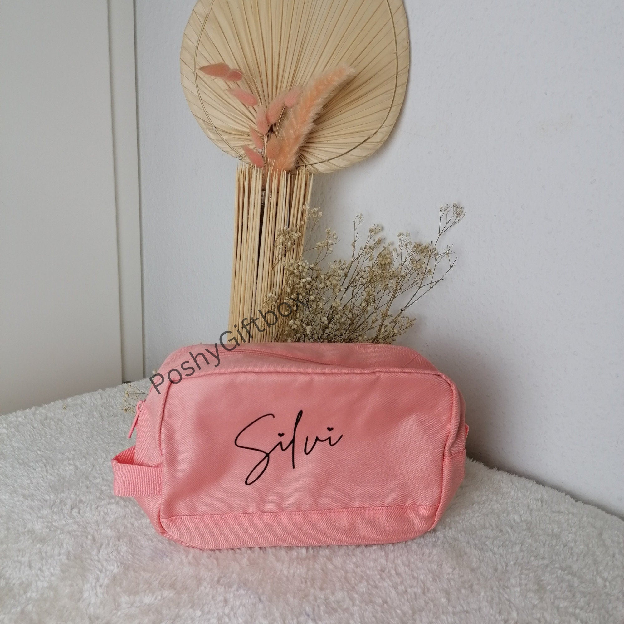 Kulturtaschen Damen, Herren/Wash Bag/Kulturtasche personalisiert/Kulturbeutel Blush pink,schwarz/Kosmetiktasche/Makeup Bag Frauen/Geschenk  PoshyGiftbox