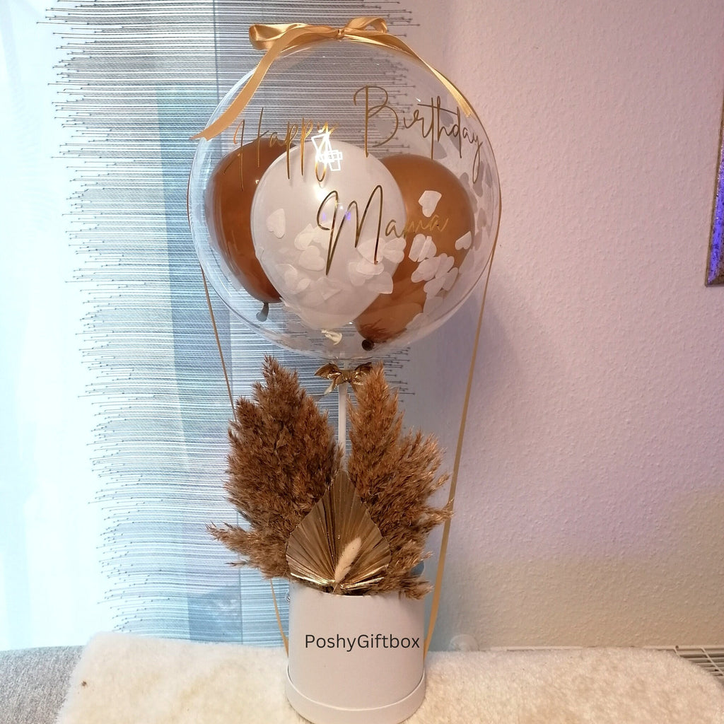 Ballon Geschenk mit Trockenblumen/Hochzeitsgeschenk/Verlobungsgeschenk/Geburtstagsgeschenk/Ballon personalisiert/Valentinsgeschenk/2 Designs  PoshyGiftbox