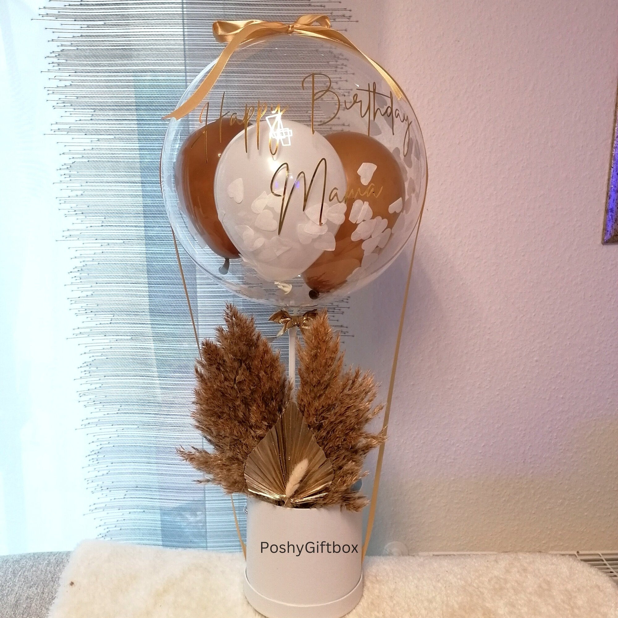 Ballon Geschenk mit Trockenblumen/Hochzeitsgeschenk/Verlobungsgeschenk/Geburtstagsgeschenk/Ballon personalisiert/Valentinsgeschenk/2 Designs  PoshyGiftbox