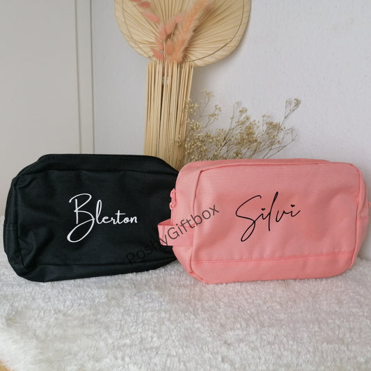 Kulturtaschen Damen, Herren/Wash Bag/Kulturtasche personalisiert/Kulturbeutel Blush pink,schwarz/Kosmetiktasche/Makeup Bag Frauen/Geschenk  PoshyGiftbox