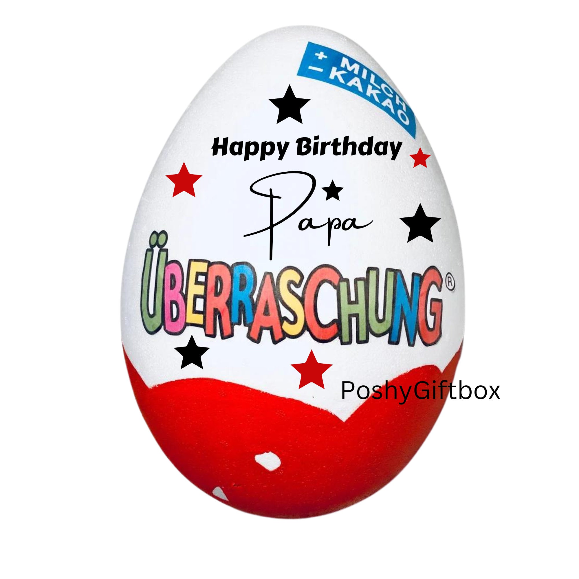 Personalisiertes XXL Überraschungsei /Geschenk XXL Überraschungsei/Überraschungsei XXL/Ü-ei  Geburtstag/Rente/Abschiedsgeschenk/9 Designs  PoshyGiftbox