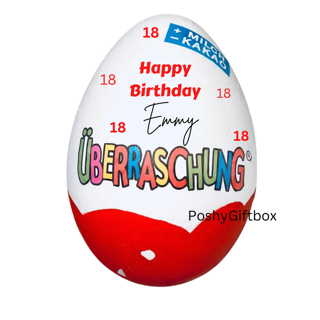 Personalisiertes XXL Überraschungsei /Geschenk XXL Überraschungsei/Überraschungsei XXL/Ü-ei  Geburtstag/Rente/Abschiedsgeschenk/9 Designs  PoshyGiftbox