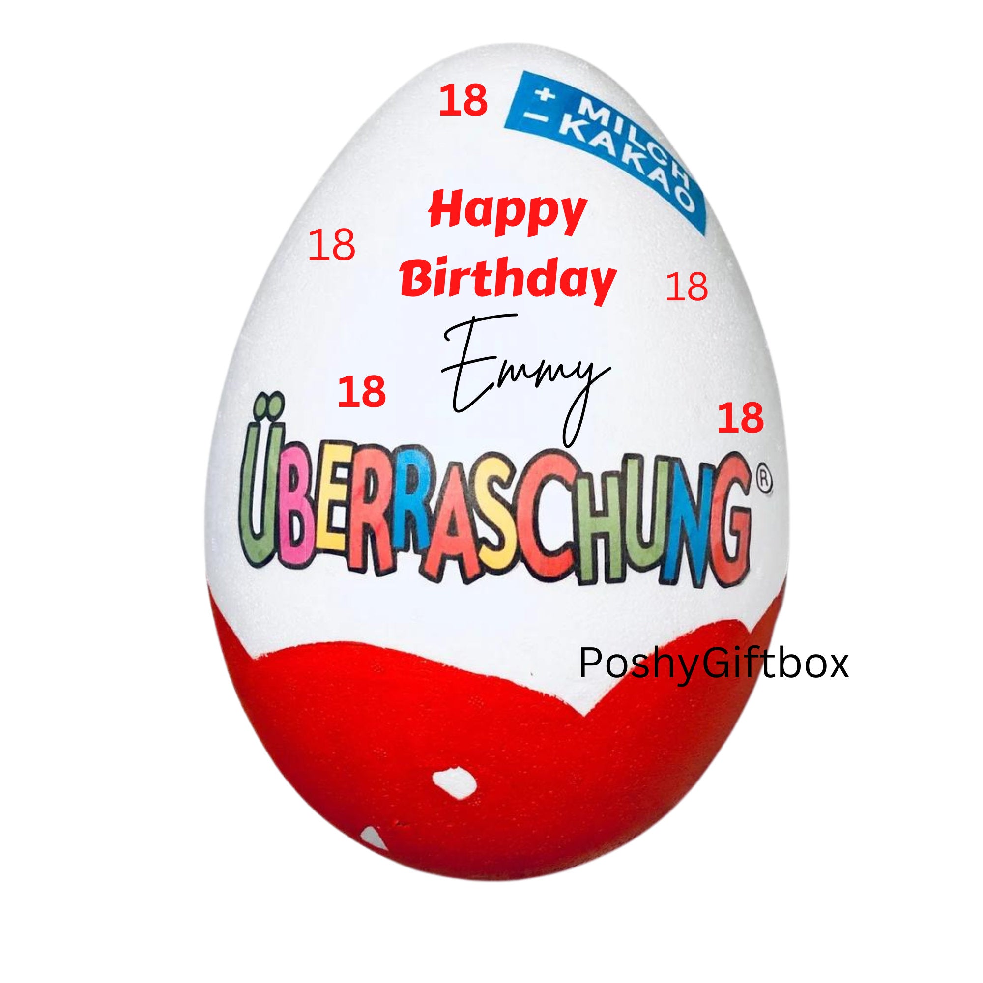 Personalisiertes XXL Überraschungsei /Geschenk XXL Überraschungsei/Überraschungsei XXL/Ü-ei  Geburtstag/Rente/Abschiedsgeschenk/9 Designs  PoshyGiftbox