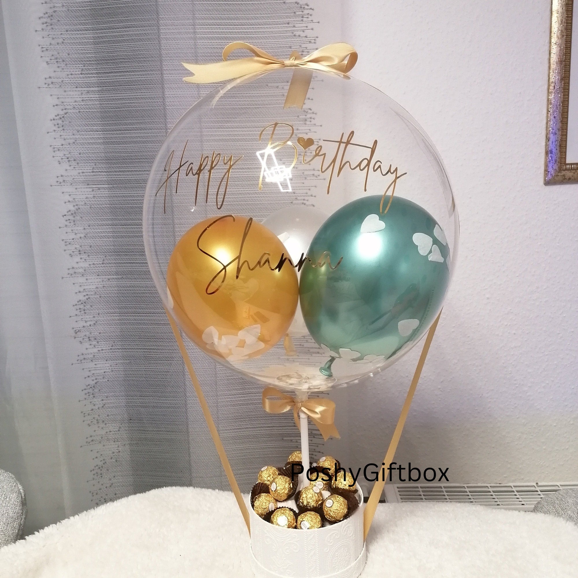 Ballon Geschenk/Geburtstagsgeschenk/Muttertagsgeschenk/ Geschenk Personalisiert/Schokoladenbox/Ballongeschenke Mama,Schwester,Ehefrau  PoshyGiftbox