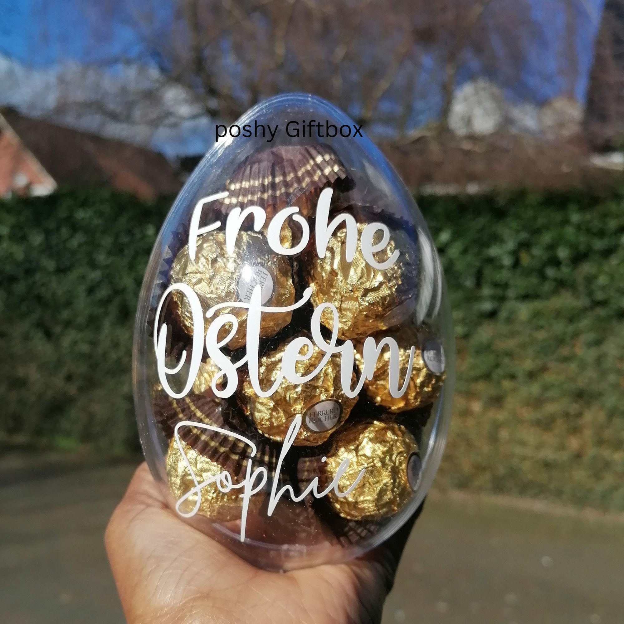 Osterei Schokolade groß/Schokoeier/Osterei Schokolade xxl/Schokolade Personalisiert/Ostern geschenke/Geburtstagsgeschenk /Frohe Ostern/  PoshyGiftbox