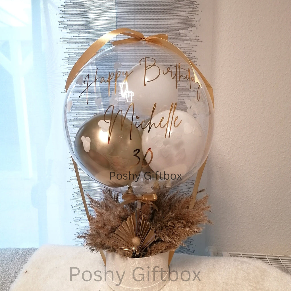 Ballon Geschenk mit Trockenblumen/Hochzeitsgeschenk/Verlobungsgeschenk/Geburtstagsgeschenk/Ballon personalisiert/Valentinsgeschenk/2 Designs  PoshyGiftbox