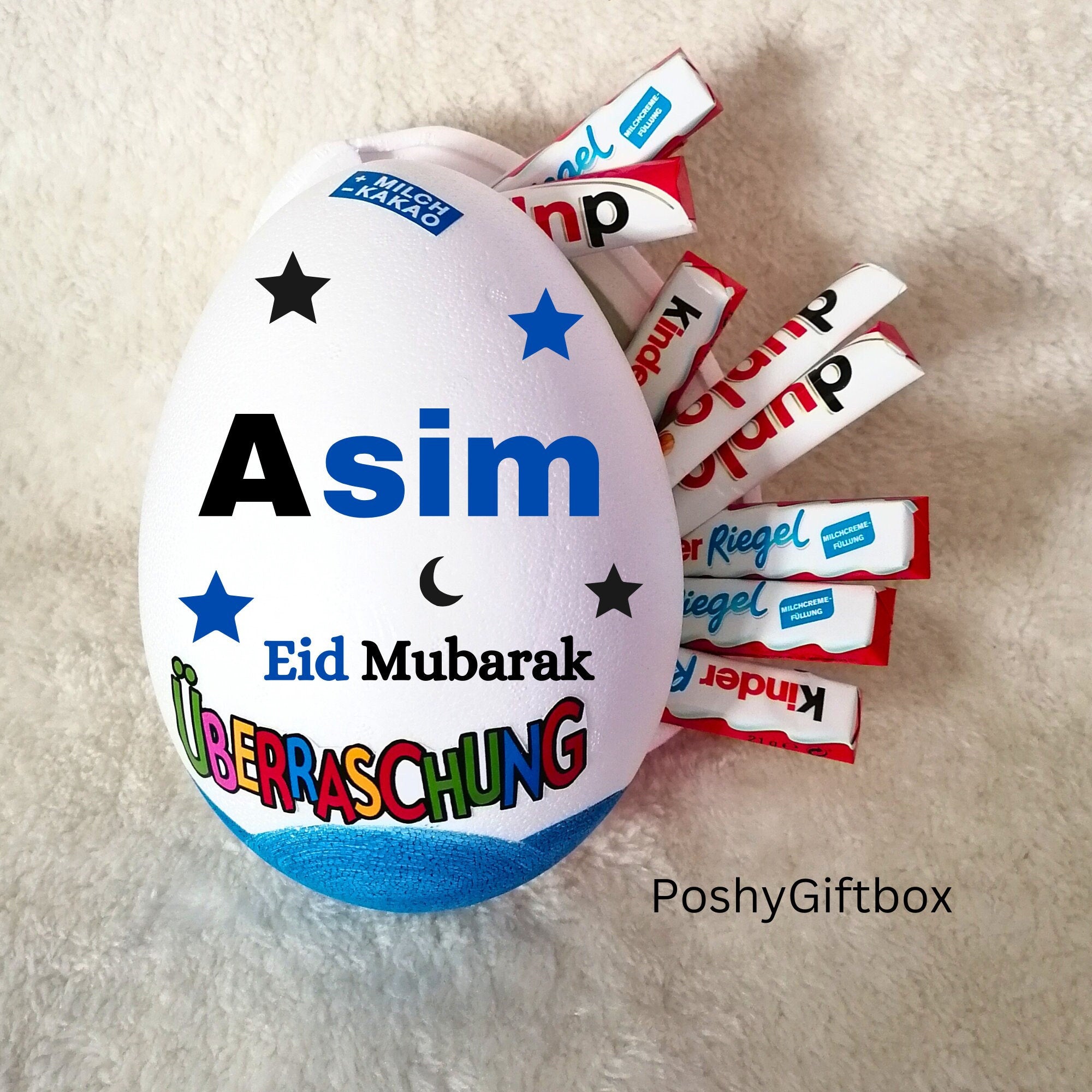 Personalisiertes XXL Überraschungsei Geburtstag/XXL Überraschungsei Personalisiert Geschenk Halal/ Ü-Ei befüllt Mit Schokoladen/9 Designs  PoshyGiftbox