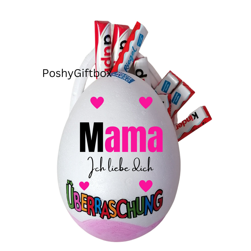 Personalisiertes XXL Überraschungsei/Mama XXL Überraschungsei/Ü-Ei Mama/Überraschungsei mit Füllung/Muttertagsgeschenk/Beste Mama/9 Designs  PoshyGiftbox