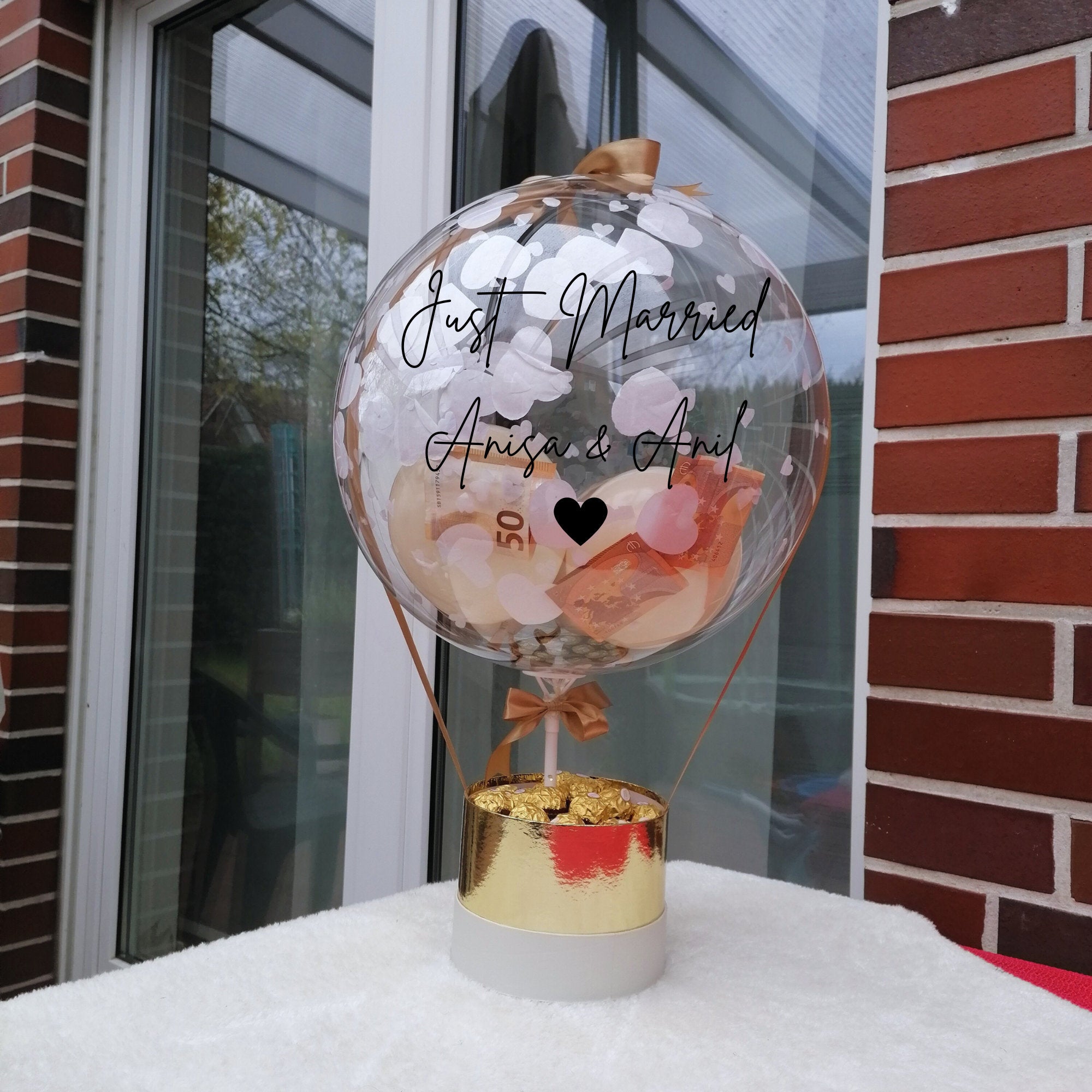 Geldgeschenk Ballon Personalisiert/Geschenk Muttertag,VatertagKommunion,Taufe,Schulanfang/Geldgeschenk Hochzeit/Geld im Ballon  PoshyGiftbox